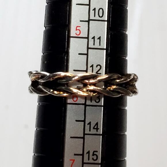 Silver Tone Braided Ring Minimalist Basic Sz 6 - Picture 3 of 5